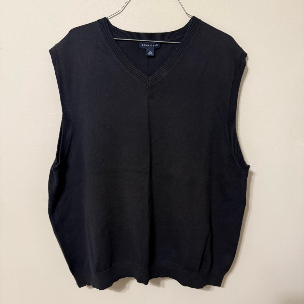 Lands' End Charcoal V-Neck Sweater Vest